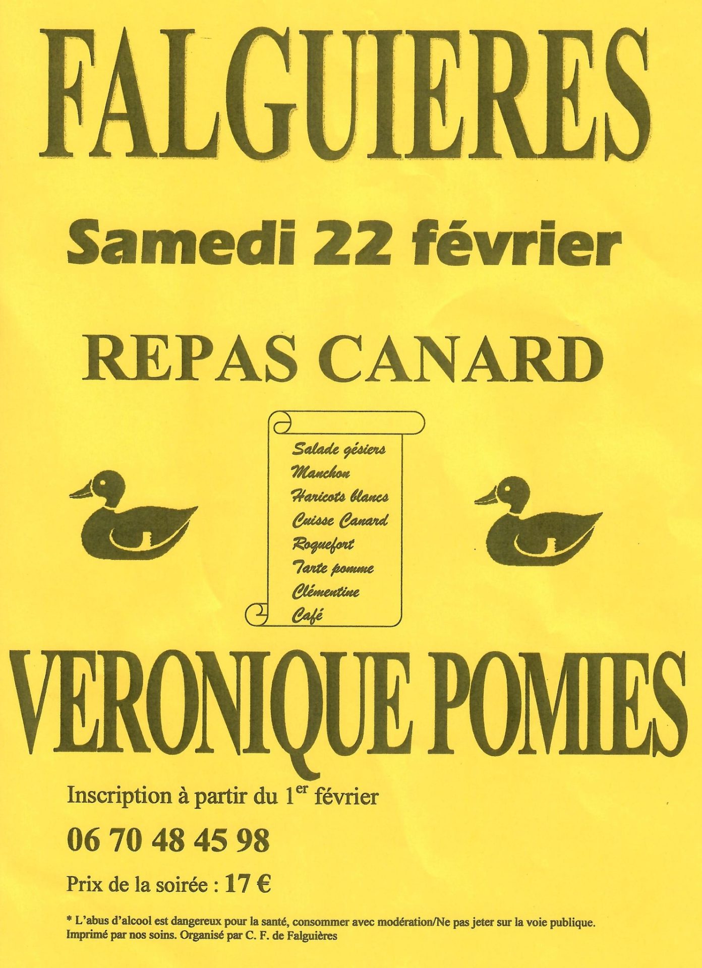 Lire la suite à propos de l’article Repas canard Falguières