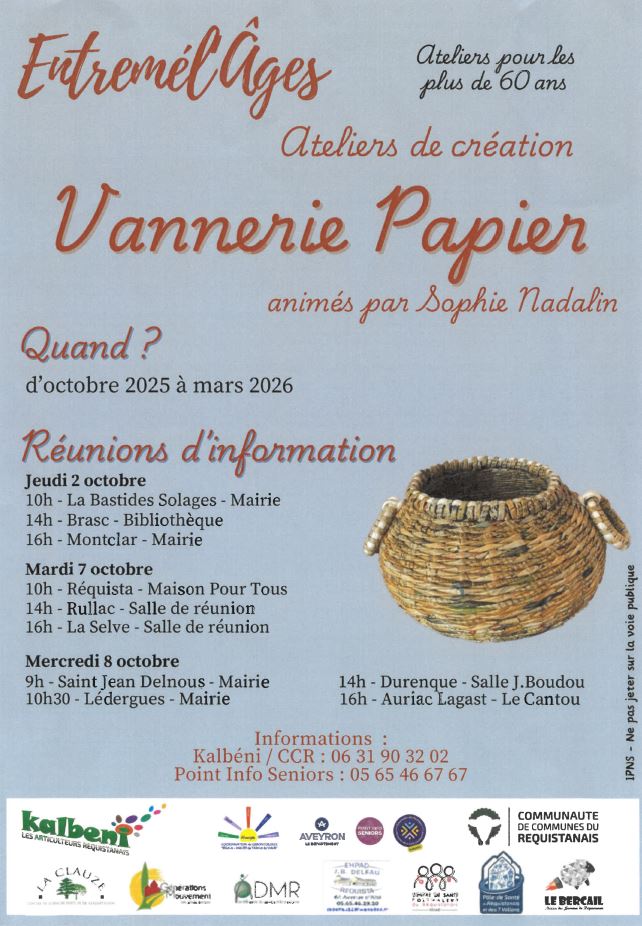 Lire la suite à propos de l’article Ateliers Vannerie papier