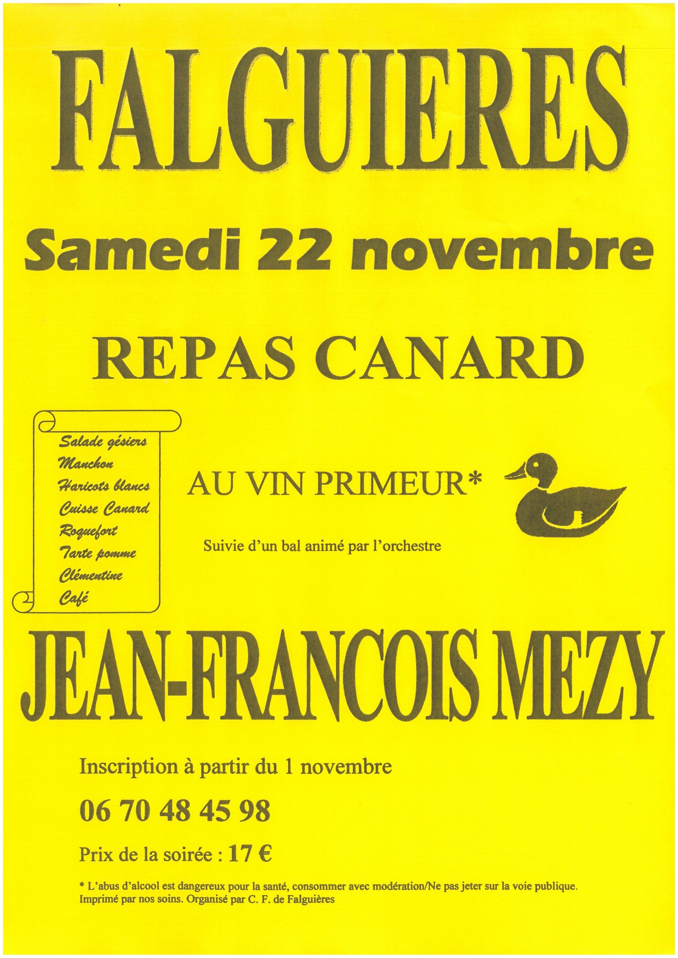 Lire la suite à propos de l’article Repas canard Falguières